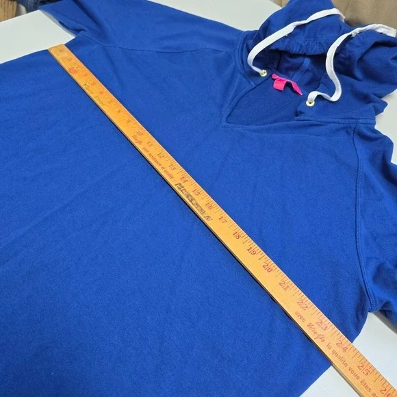 Lilly Pulitzer Womens Blue Cropped Hoodie Pullover Size XXL Soft Knit‎ Casual - Picture 9 of 12